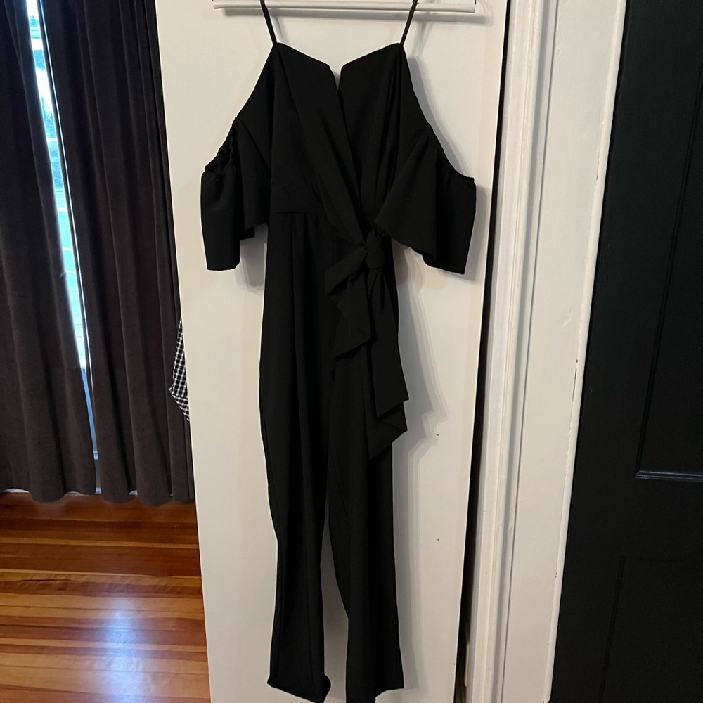 Off the shoulder black jumpsuit